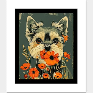 Yorkshire Terrier Flowers Photo Art Design For Dog Onwer Posters and Art